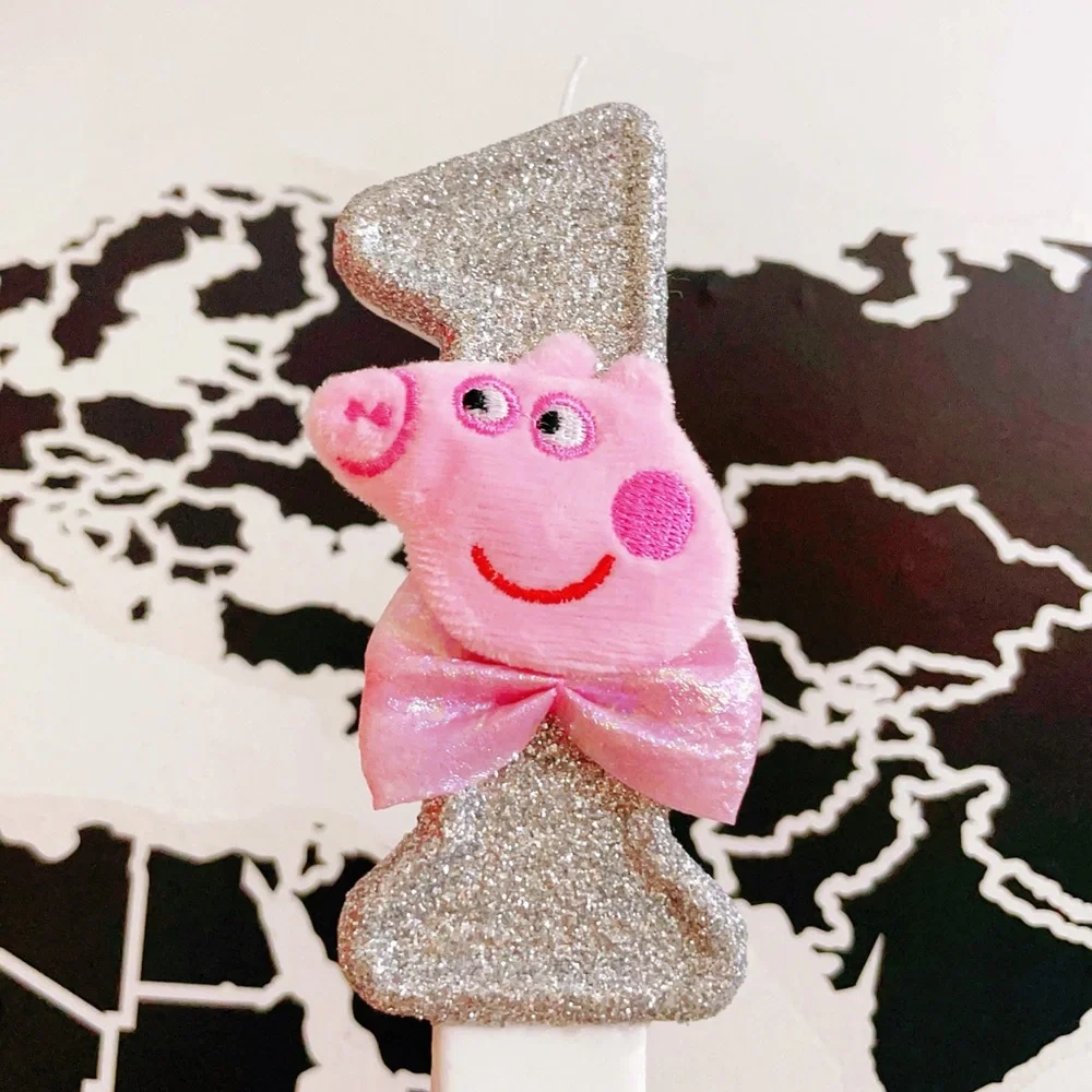 New!PeppaPig Candle Number Glitter Birthday Candle Cake Topper Party Supply Gift